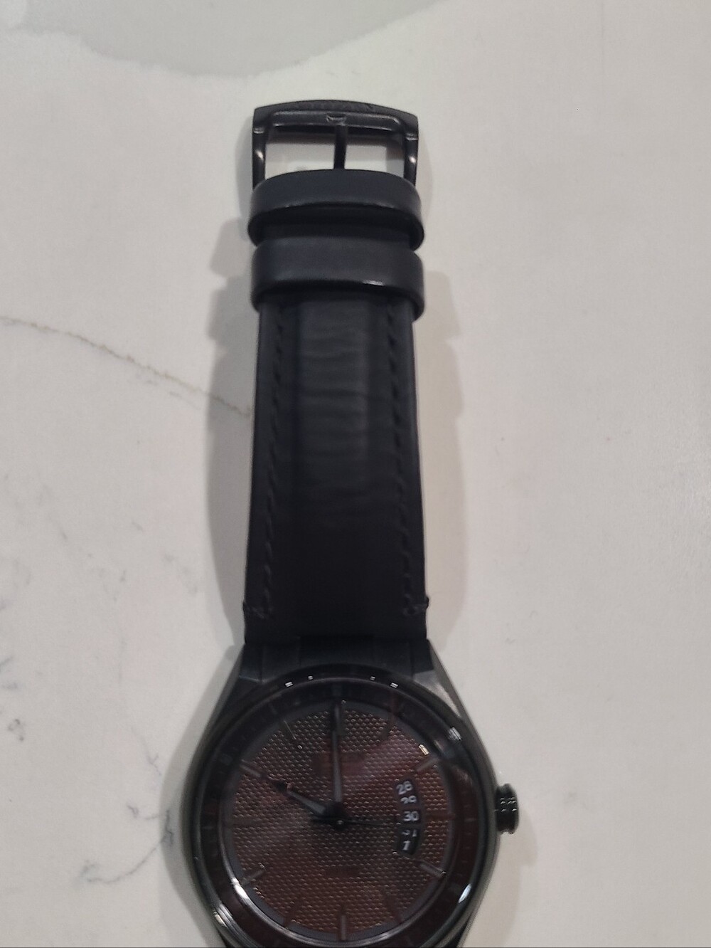 EUC ECO-DRIVE CITIZEN WEEKENDER WATCH BLACK LEATHER STRAP AW1135-19E - Picture 6 of 16